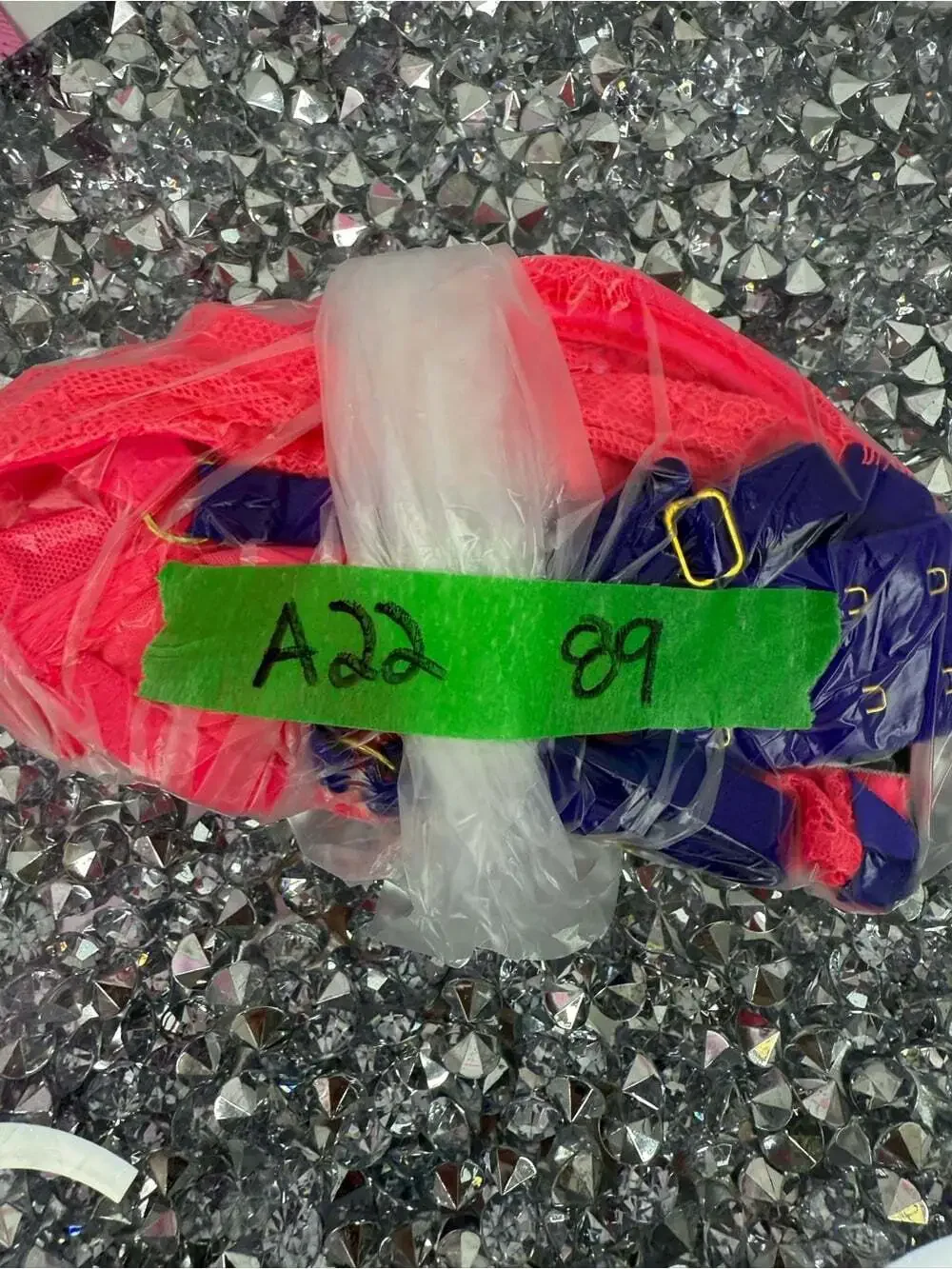 Victoria's Secret Neon Pink Lace Underwire Bra with purple Straps
